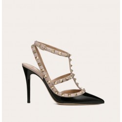 VALENTINO ESCARPINS ROCKSTUD VERNIS À BRIDES EFFET CAGE. TALON : 100 MM # style ZW2S0393VNWN91