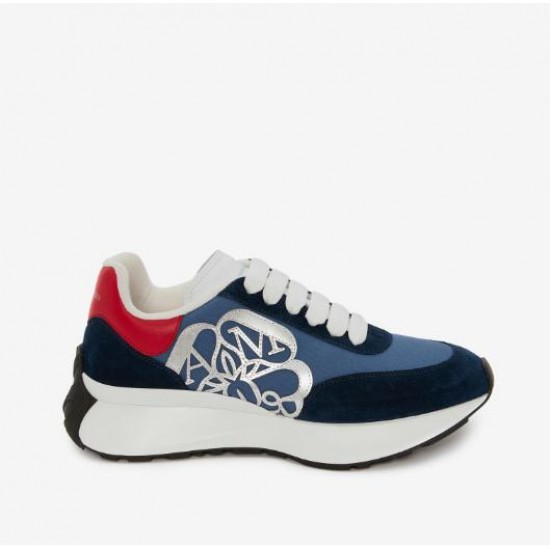 Alexander Mcqueen Women's Sprint Runner in Navy/red #  style 687996W4T214529