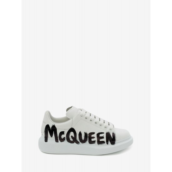 Alexander Mcqueen Women's Online Exclusive - McQueen Graffiti Oversized Sneaker in White/black #  style 698614WIBNK9061