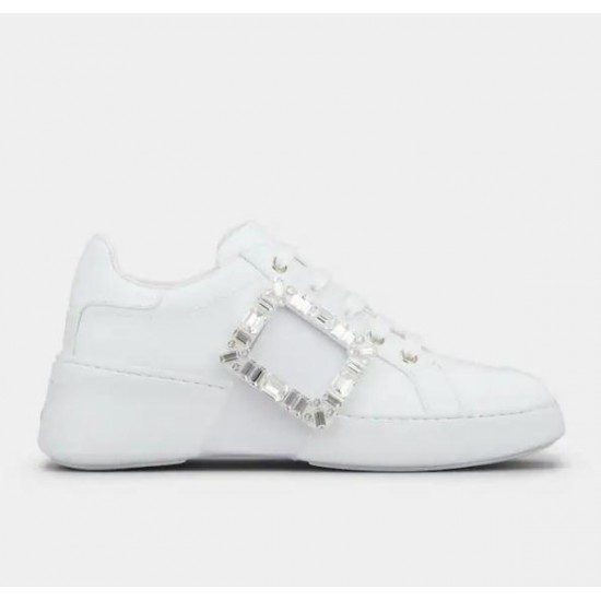 Roger Vivier Viv' Skate Strass Buckle Sneakers in Soft Leather #  style RVW54229110LXQB001