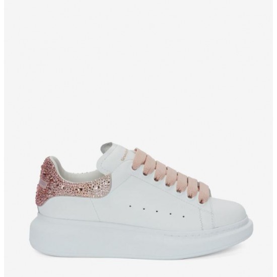 Alexander Mcqueen Women's Oversized Sneaker in White/pink #  style 676700WIAFK9056