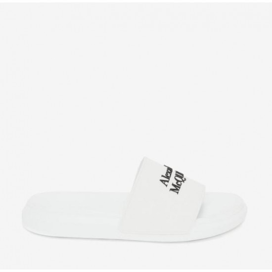 Alexander Mcqueen   Men's Alexander McQueen Pool Slide in White/black #  style  663564W4RF09061