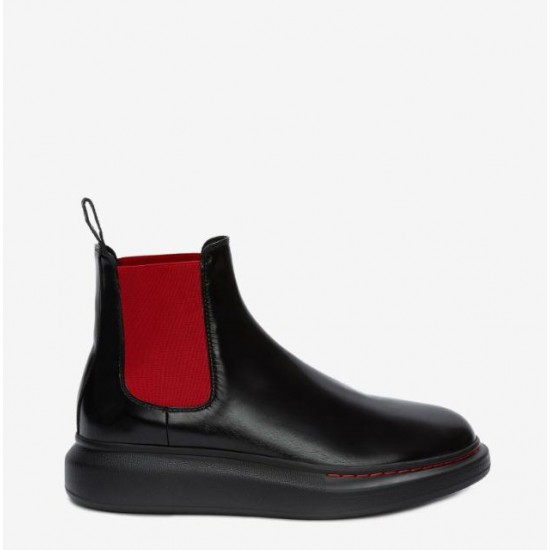 Alexander Mcqueen Women's Hybrid Chelsea Boot in Black/red #  style 586398WHX521066