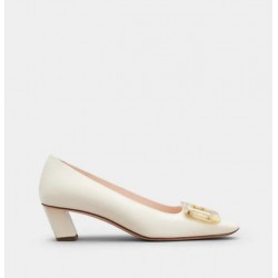 Roger Vivier Belle Vivier Motherpearl Buckle Pumps in Leather #  style RVW00627760BSSC019