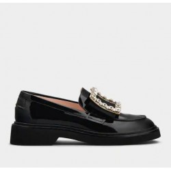 Roger Vivier  Viv' Rangers Strass Buckle Loafers in Patent Leather#  style RVW54825880D1PB999