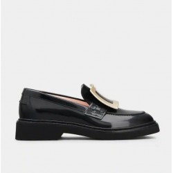 Roger Vivier  Viv' Rangers Metal Buckle Loafers in Leather #  style RVW54825190MRKB999