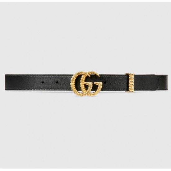 GUCCI  Leather belt with torchon Double G buckle  # style  ‎524103