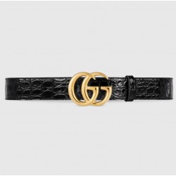 GUCCI GG Marmont caiman belt with shiny buckle # style  ‎‎406831-9