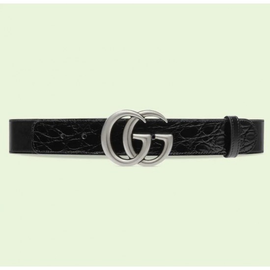 GUCCI GG Marmont wide belt with shiny buckle # style  ‎‎406831-10