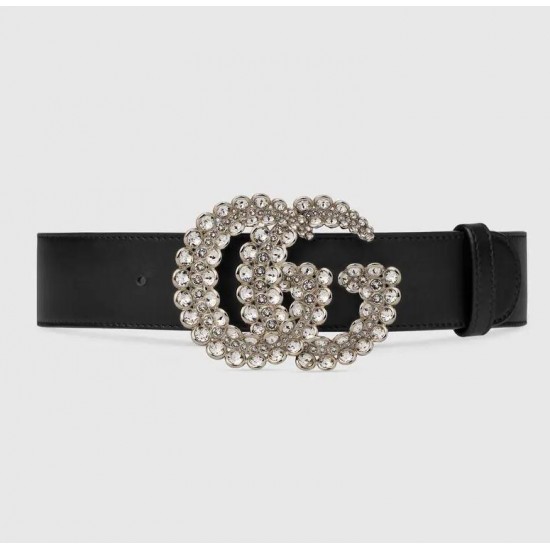 GUCCI Leather belt with Double G buckle # style  582100