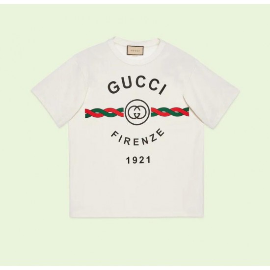 GUCCI Cotton jersey 'Gucci Firenze 1921' T-shirt #style ‎616036-1