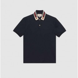 GUCCI Cotton polo with Web and feline head #style 545714