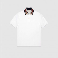 GUCCI Cotton polo with Web and feline head #style 545714-1