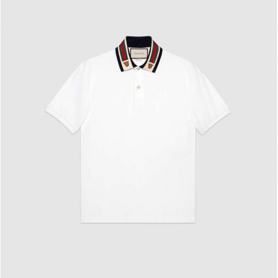 GUCCI Cotton polo with Web and feline head #style 545714-1