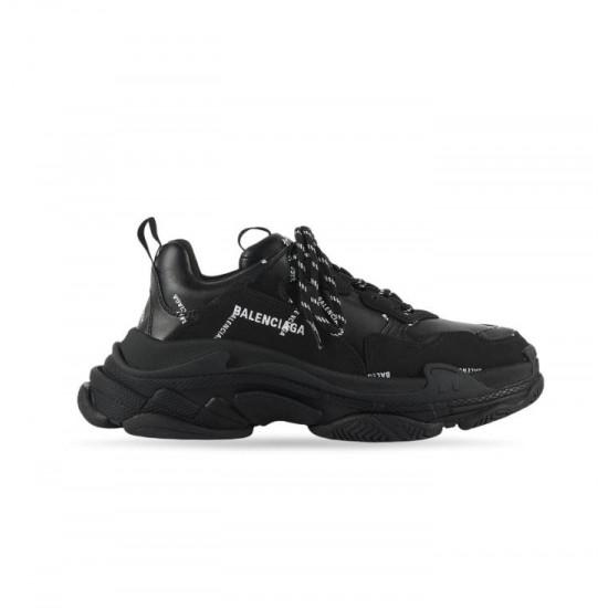 Balenciaga WOMEN'S TRIPLE S TRAINERS ALLOVER LOGO IN BLACK #  style 524039W2FA11090