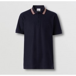 BURBERRY Icon Stripe Collar Cotton Piqué Polo Shirt #style 80562221