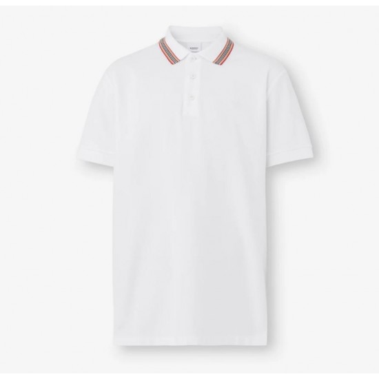 BURBERRY Icon Stripe Collar Cotton Piqué Polo Shirt #style 80562251