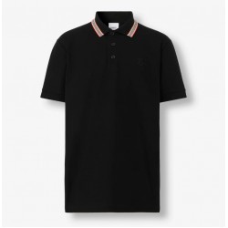 BURBERRY Icon Stripe Collar Cotton Piqué Polo Shirt #style 80537731