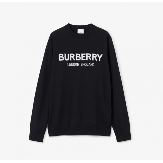 BURBERRY Logo Intarsia Wool Blend Sweater #style 80511281