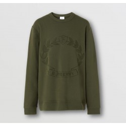 BURBERRY Embroidered Oak Leaf Crest Cotton Sweatshirt #style  80612861