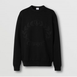 BURBERRY Embroidered Oak Leaf Crest Cotton Sweatshirt #style  80609201