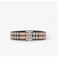 BURBERRY  Check and Leather Reversible TB Belt  # style  ‎80525311