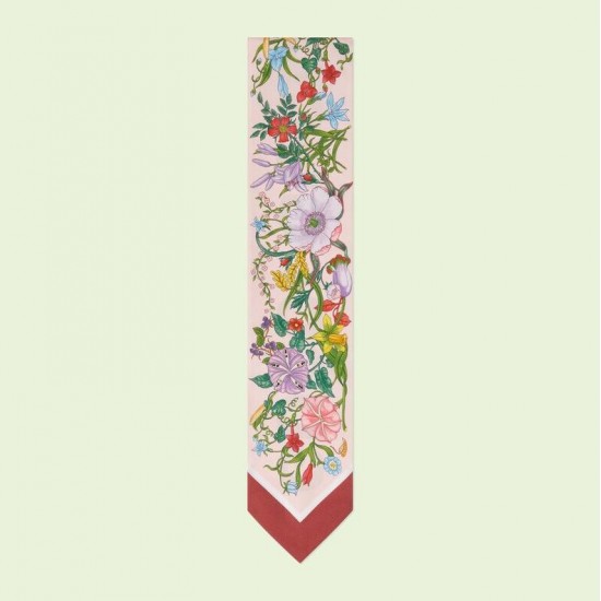 GUCCI  Floral print silk neck bow # Style ‎700424-1